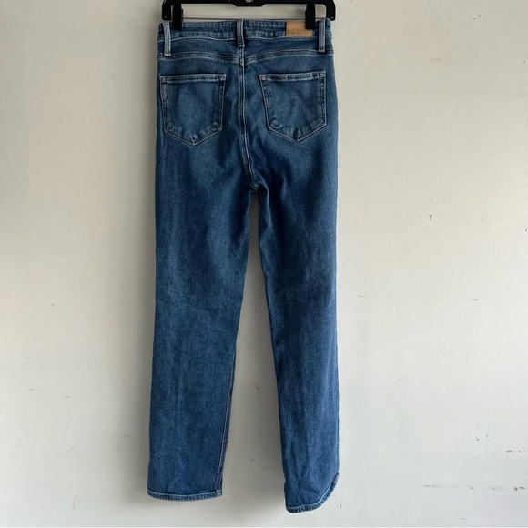 Paige Stella distressed high rise straight leg jeans denim blue 22092 - Picture 3 of 9